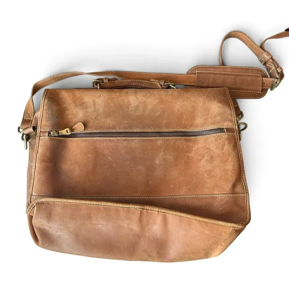 Vintage Mulholland Brothers Anglers Heritage Bag Leather Briefcase Tan Lariat